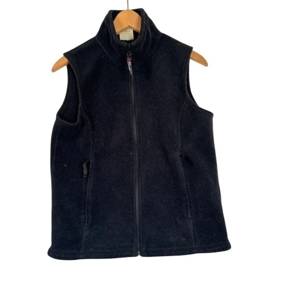Cabelas Womens‎ Black Polartec Fleece Vest Full Zip Pockets Size S